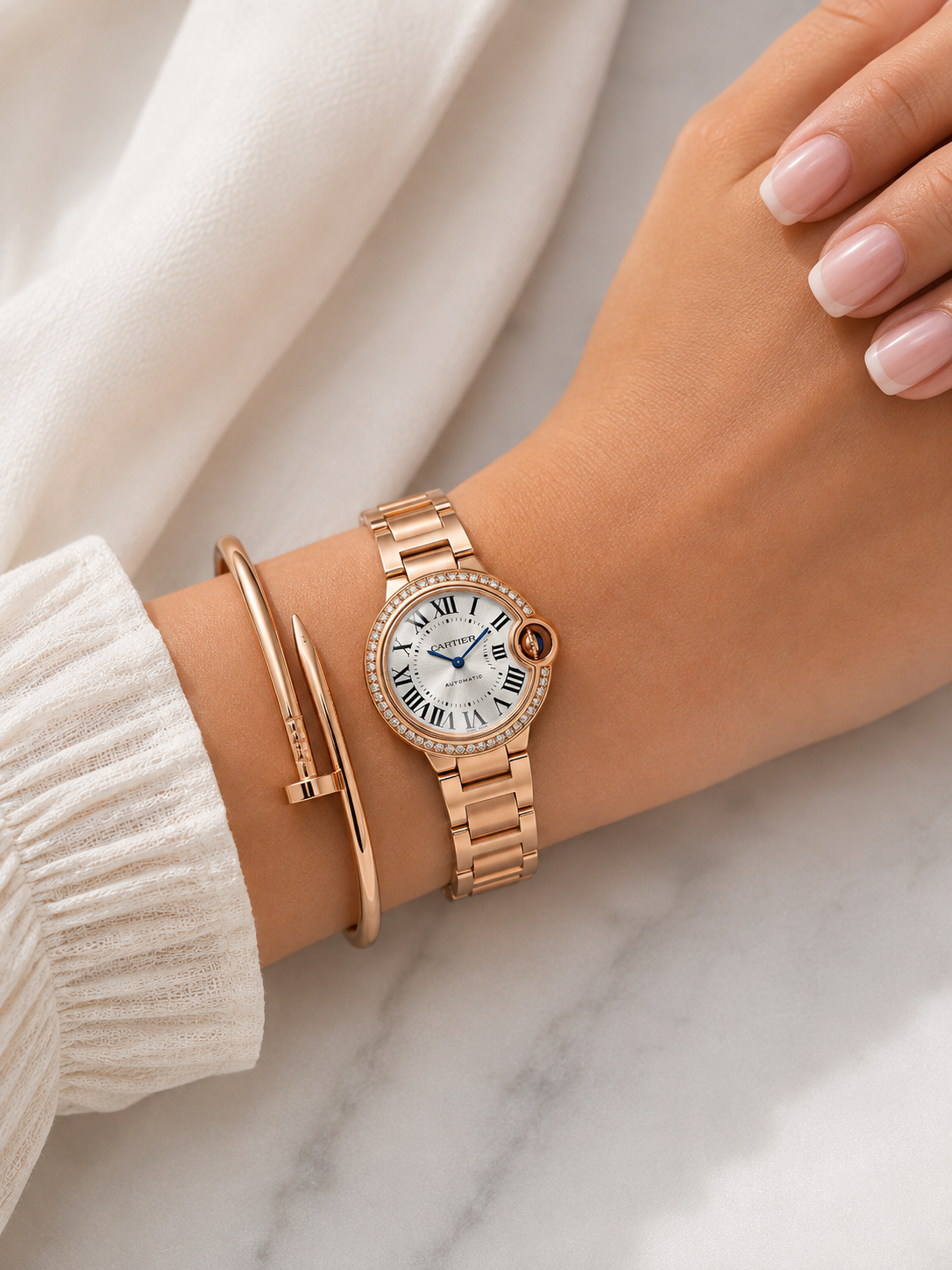 BALLON BLEU AA - ROSE GOLD DIAMOND 28MM + PULSA JUSTE UN CLOU GRATIS