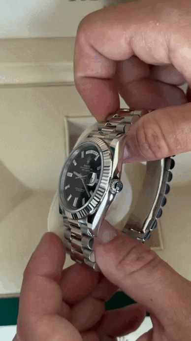 DAYDATE PRESIDENTE PLATEADO CARA NEGRA DIAMOND - AAA